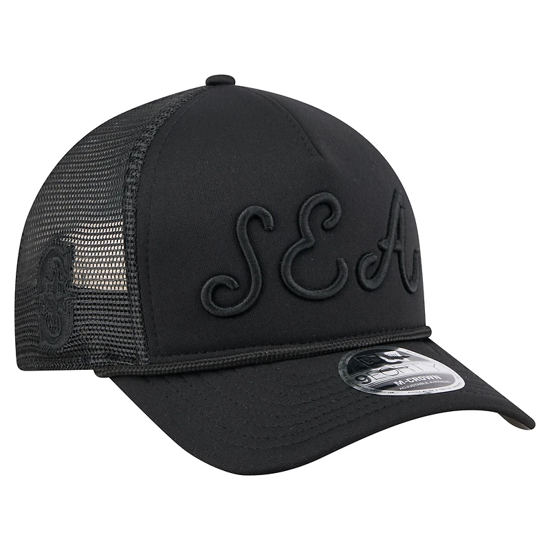 Casquette camionneur ajustable 9FORTY A-Frame M-Crown noire des Seattle Mariners de New Era pour homme