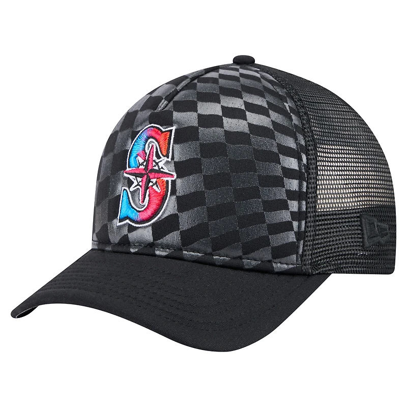 Casquette ajustable 9FORTY A-Frame M-Crown Trucker pour homme New Era noire Seattle Mariners Gradient