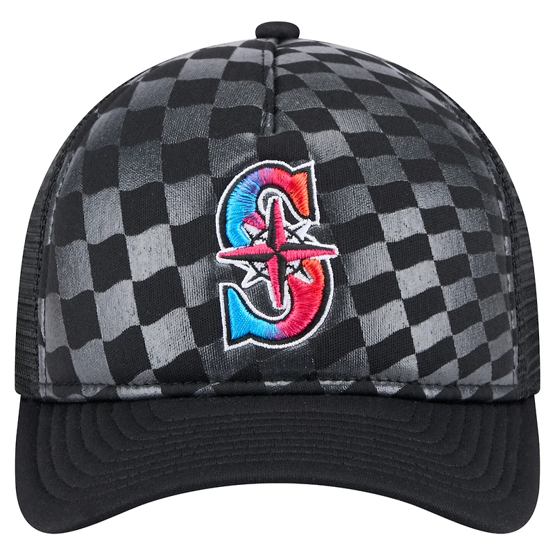 Casquette ajustable 9FORTY A-Frame M-Crown Trucker pour homme New Era noire Seattle Mariners Gradient