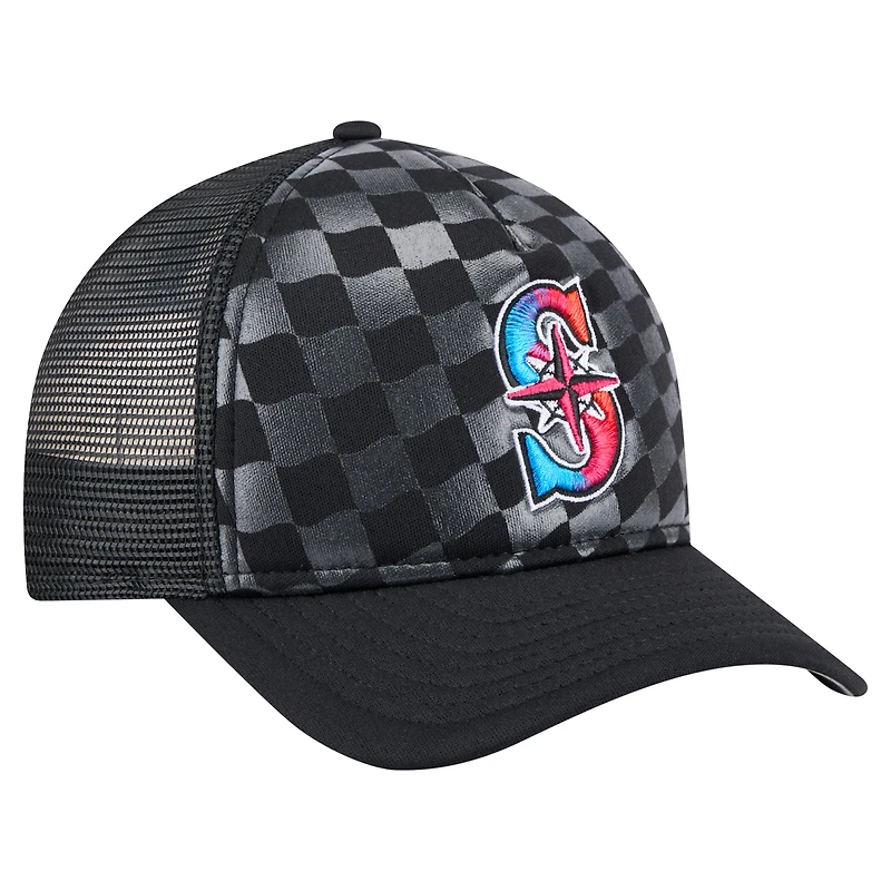 Casquette ajustable 9FORTY A-Frame M-Crown Trucker pour homme New Era noire Seattle Mariners Gradient