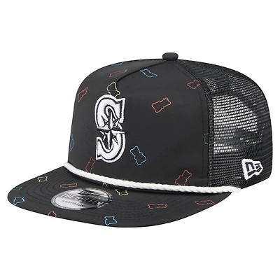 Men's New Era  Black Seattle Mariners Gummy Golfer Trucker Adjustable Hat