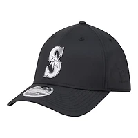 Casquette New Era noire Seattle Mariners métallisée 39THIRTY M-Crown Flex pour homme