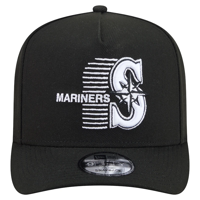 Men's New Era Black Seattle Mariners Motion A-Frame 9FIFTY Snapback Hat