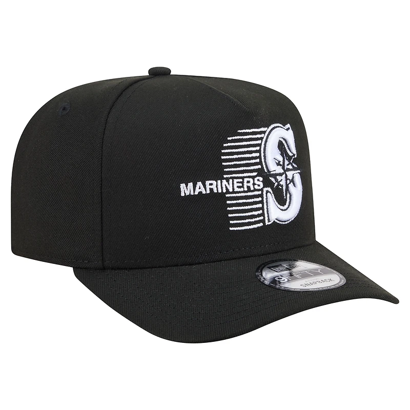 Men's New Era Black Seattle Mariners Motion A-Frame 9FIFTY Snapback Hat