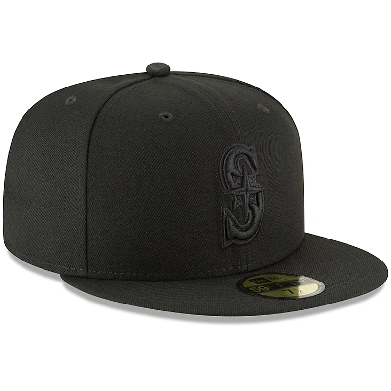 Casquette ajustée New Era 59FIFTY Basic pour homme, logo principal des Mariners de Seattle, noire