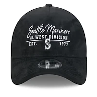 Men's New Era  Black Seattle Mariners Script Text 9FORTY A-Frame Adjustable Hat