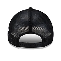 Men's New Era Black Seattle Mariners Side Script 9FORTY A-Frame Trucker Adjustable Hat