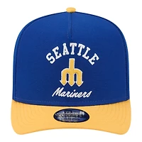 Men's New Era Blue/Gold Seattle Mariners Arched A-Frame 9FIFTY Adjustable Hat