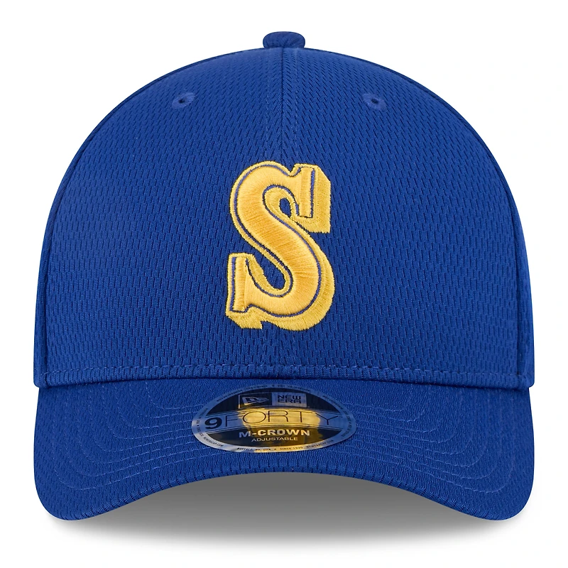 Men's New Era Blue Seattle Mariners 2025 MLB Clubhouse 9FORTY M-Crown Adjustable Hat