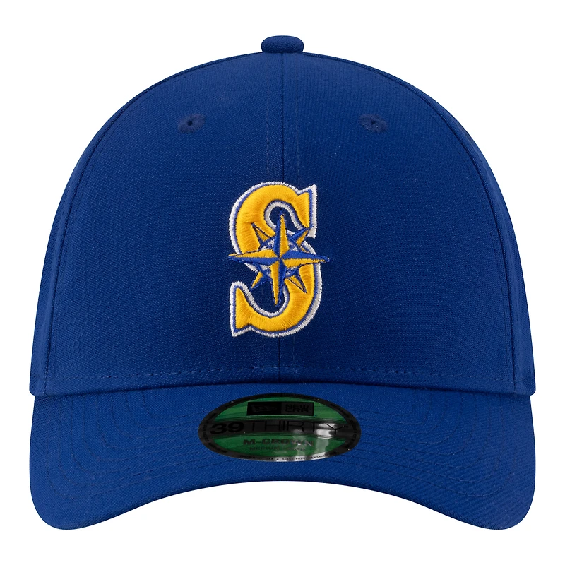 Casquette New Era bleue Seattle Mariners Player Replica 39THIRTY M-Crown Flex pour homme