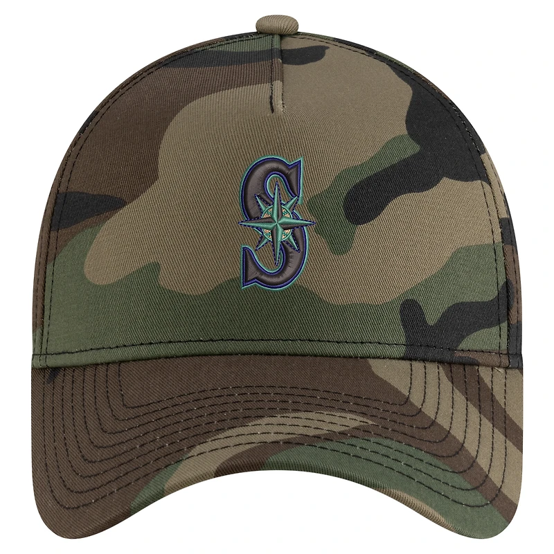 Casquette ajustable à cadre en A 9FORTY Woodland Team Pop de Seattle Mariners de New Era pour homme