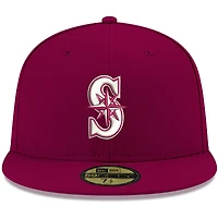 Casquette ajustée 59FIFTY pour homme Cardinal Seattle Mariners Logo blanc New Era