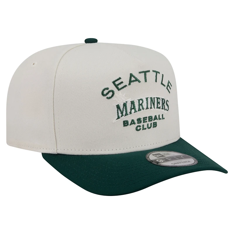 Casquette snapback New Era crème/vert foncé Seattle Mariners Chrome A-Frame 9FIFTY pour homme