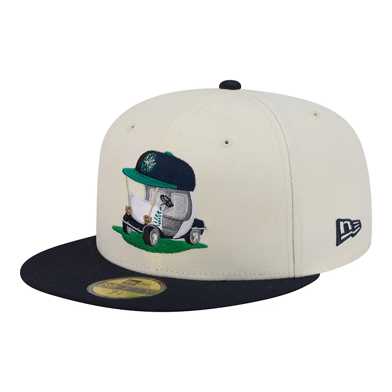 Casquette ajustée New Era 59FIFTY crème/marine Seattle Mariners Bullpen Cart pour homme
