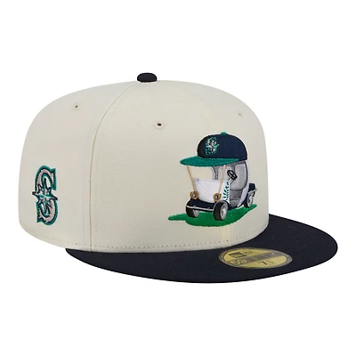 Casquette ajustée New Era 59FIFTY crème/marine Seattle Mariners Bullpen Cart pour homme