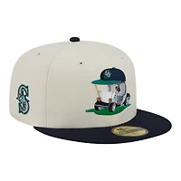 Casquette ajustée New Era 59FIFTY crème/marine Seattle Mariners Bullpen Cart pour homme