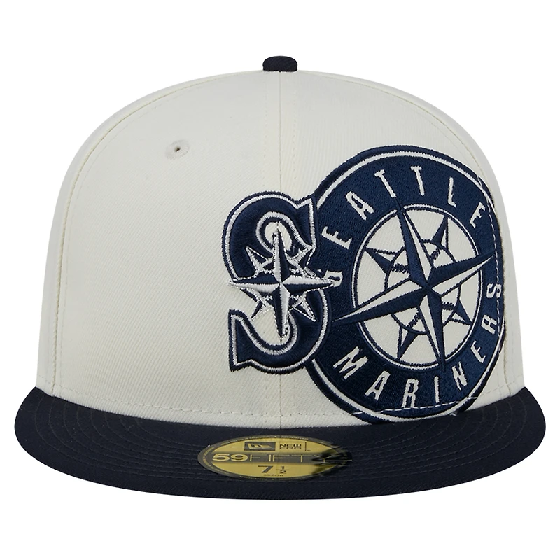 Casquette ajustée New Era crème/bleu marine Seattle Mariners Lonestar 59FIFTY pour hommes