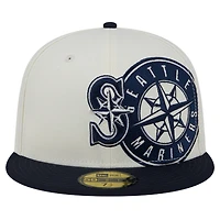 Casquette ajustée New Era crème/bleu marine Seattle Mariners Lonestar 59FIFTY pour hommes