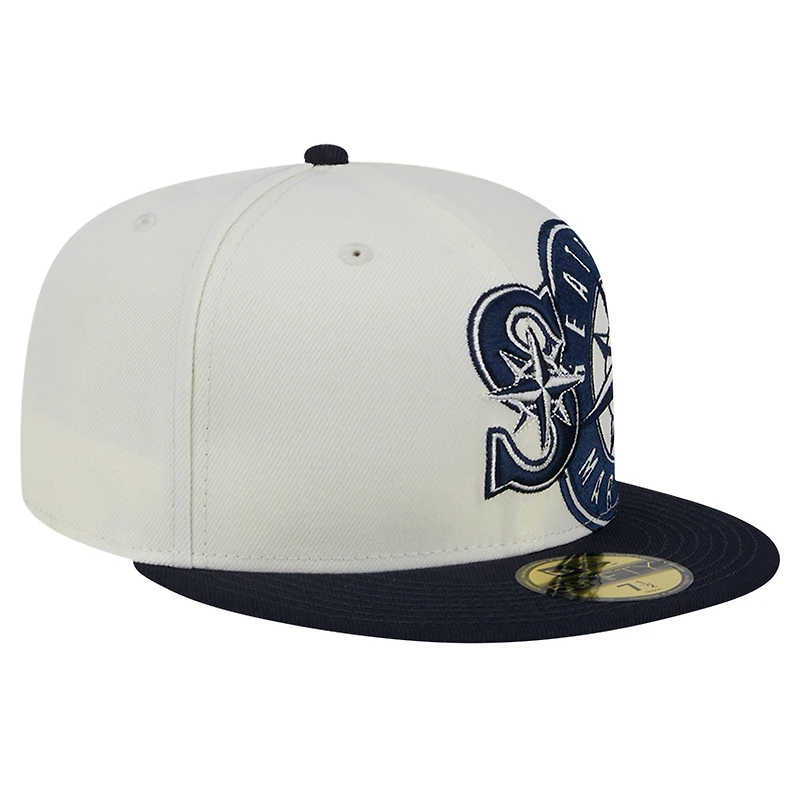 Casquette ajustée New Era crème/bleu marine Seattle Mariners Lonestar 59FIFTY pour hommes