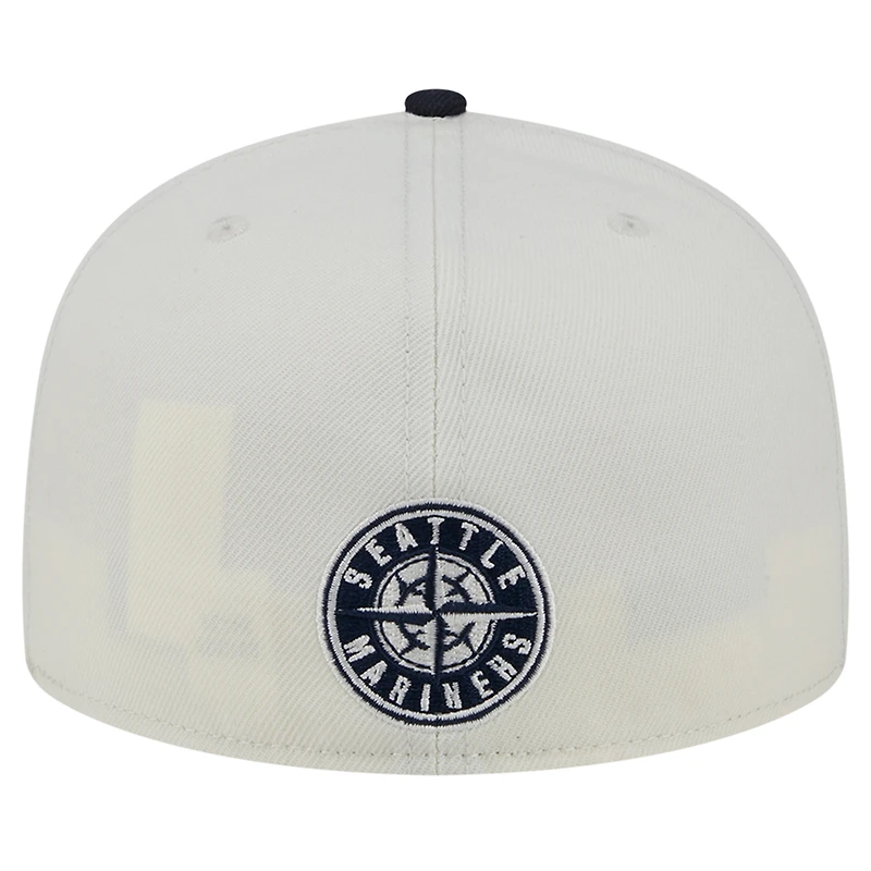 Casquette ajustée New Era crème/bleu marine Seattle Mariners Lonestar 59FIFTY pour hommes