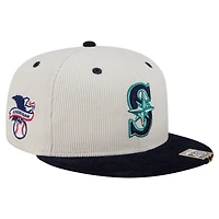 Men's New Era Cream/Navy Seattle Mariners Two-Tone Corduroy 59FIFTY Fitted Hat