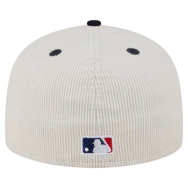 Men's New Era Cream/Navy Seattle Mariners Two-Tone Corduroy 59FIFTY Fitted Hat