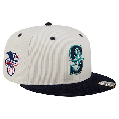 Men's New Era Cream/Navy Seattle Mariners Two-Tone Corduroy 59FIFTY Fitted Hat
