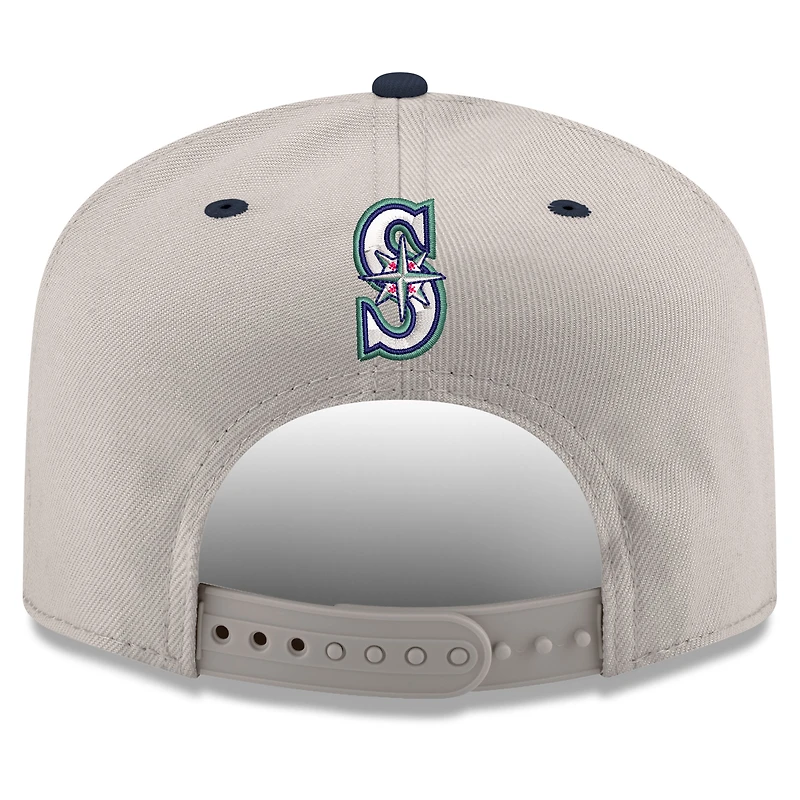 Men's New Era  Cream/Navy Seattle Mariners Upside Down City Name A-Frame 9FIFTY Snapback Hat