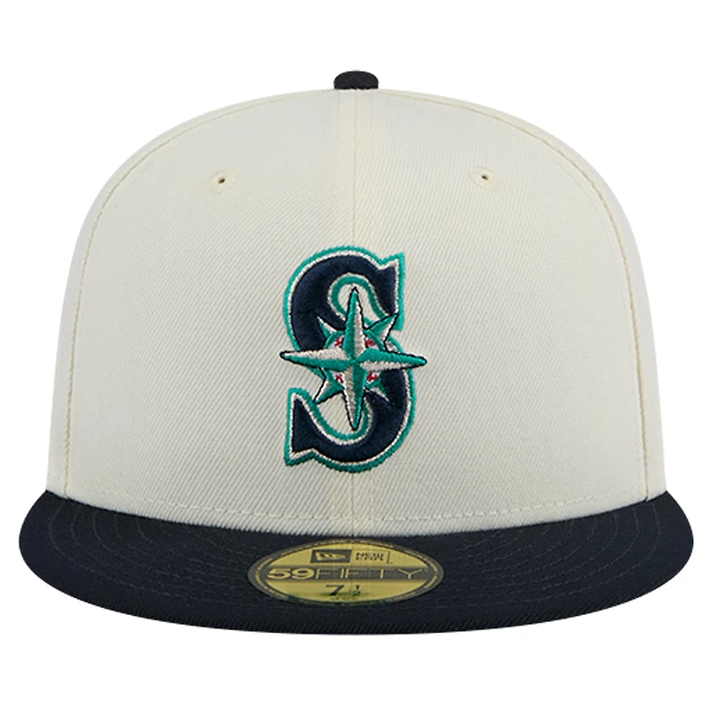 Casquette ajustée Chrome 59FIFTY pour homme des Seattle Mariners de New Era couleur crème