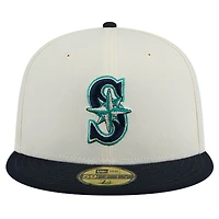Casquette ajustée Chrome 59FIFTY pour homme des Seattle Mariners de New Era couleur crème