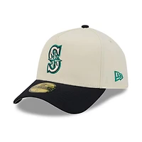 Men's New Era  Cream Seattle Mariners Chrome A-Frame 59FORTY Fitted Hat