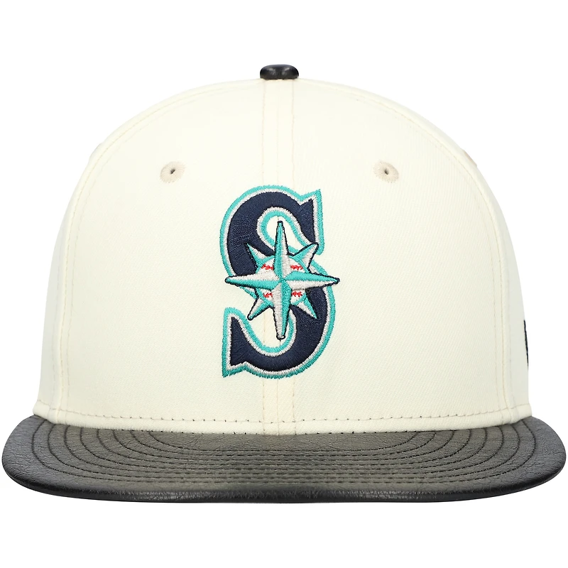 Casquette ajustée 59FIFTY avec visière en cuir Game Night des Seattle Mariners New Era pour hommes