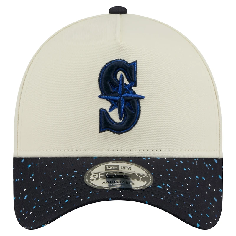 Men's New Era  Cream Seattle Mariners Speckle A-Frame 9FORTY Adjustable Hat