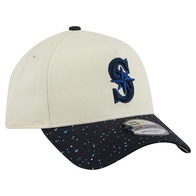 Men's New Era  Cream Seattle Mariners Speckle A-Frame 9FORTY Adjustable Hat