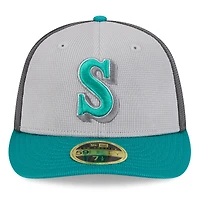 Men's New Era  Gray/Aqua Seattle Mariners 2025 Batting Practice Low Profile 59FIFTY Fitted Hat