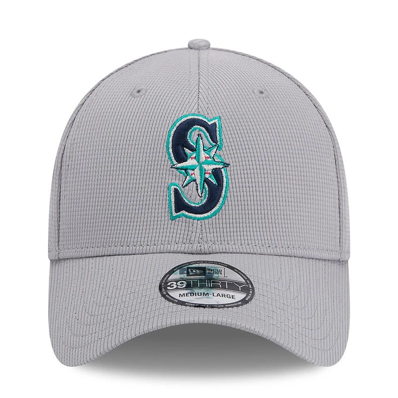 Casquette flexible Active Pivot 39THIRTY des Seattle Mariners New Era pour hommes, grise