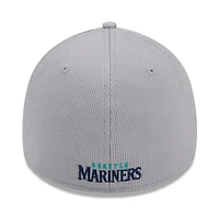 Casquette flexible Active Pivot 39THIRTY des Seattle Mariners New Era pour hommes, grise