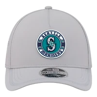 Casquette New Era grise Seattle Mariners pour homme, modèle 39THIRTY, A monture et couronne perforée.