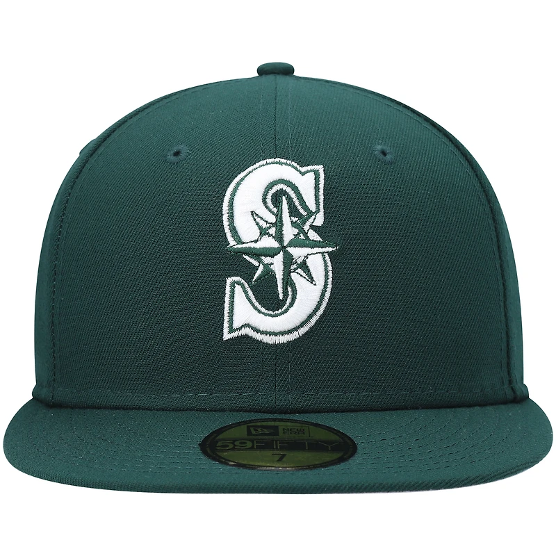 Men's New Era Green Seattle Mariners White Logo 59FIFTY Fitted Hat