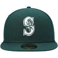 Men's New Era Green Seattle Mariners White Logo 59FIFTY Fitted Hat