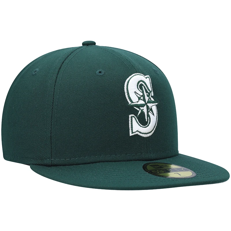 Men's New Era Green Seattle Mariners White Logo 59FIFTY Fitted Hat