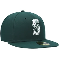 Men's New Era Green Seattle Mariners White Logo 59FIFTY Fitted Hat