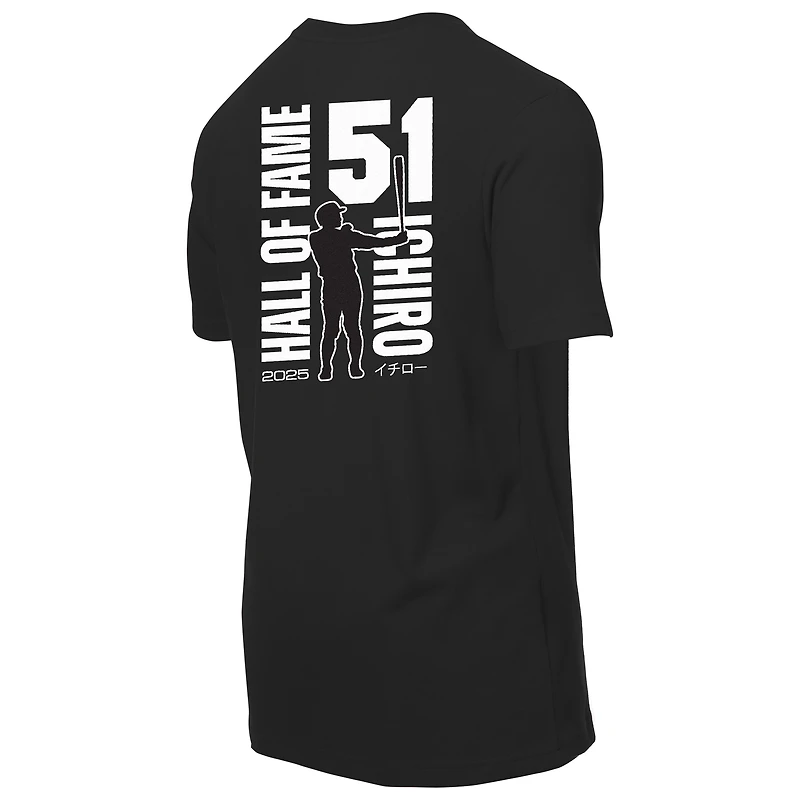 T-shirt graphique noir Ichiro Suzuki des Mariners de Seattle 2025 du Temple la renommée baseball national pour homme New Era