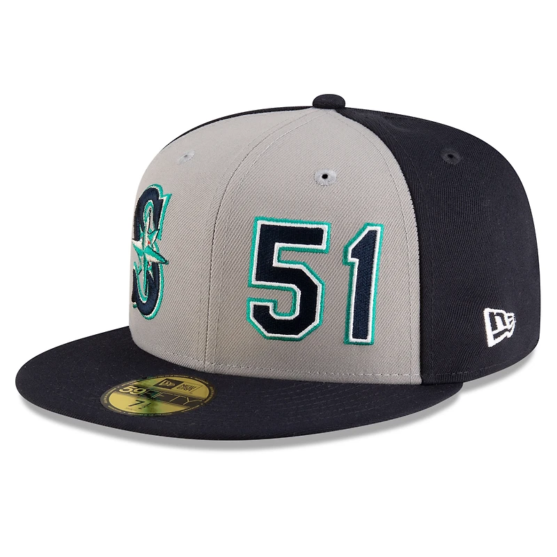 Men's New Era Ichiro Suzuki Navy/Gray Seattle Mariners 2025 Baseball Hall of Fame 59FIFTY Fitted Hat