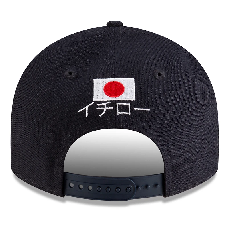 Casquette snapback 9FIFTY à profil bas New Era Ichiro Suzuki bleu marine des Seattle Mariners 2025, Temple de la renommée du baseball
