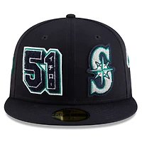 Men's  New Era Ichiro Suzuki Navy Seattle Mariners 2025 Baseball Hall of Fame Patched 59FIFTY Fitted Hat