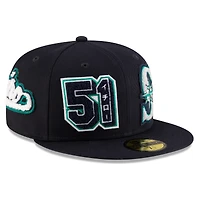 Men's  New Era Ichiro Suzuki Navy Seattle Mariners 2025 Baseball Hall of Fame Patched 59FIFTY Fitted Hat