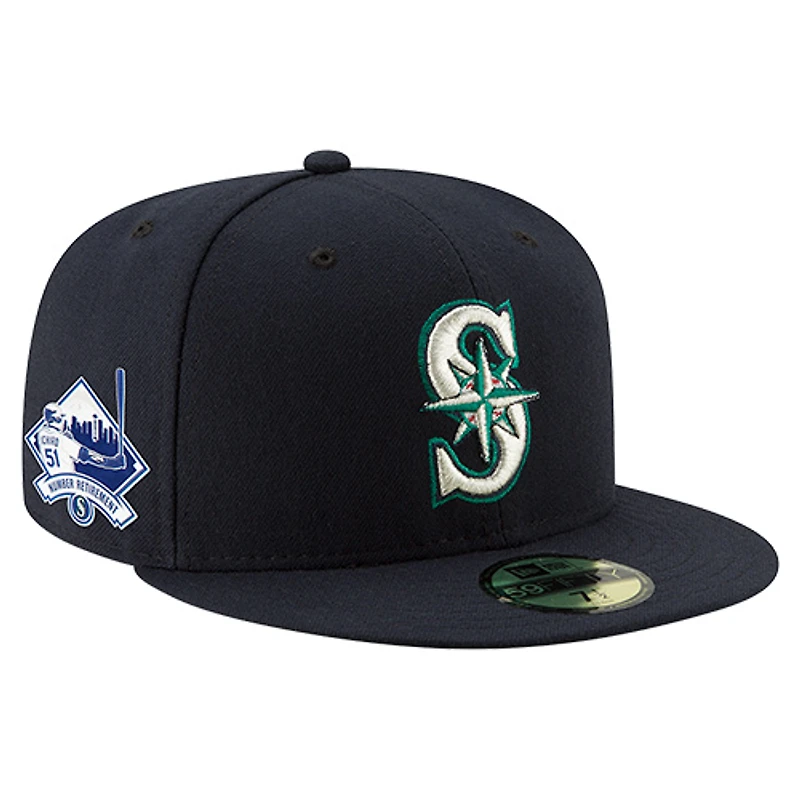 Men's New Era Ichiro Suzuki Navy Seattle Mariners Number Retirement 59FIFTY Fitted Hat