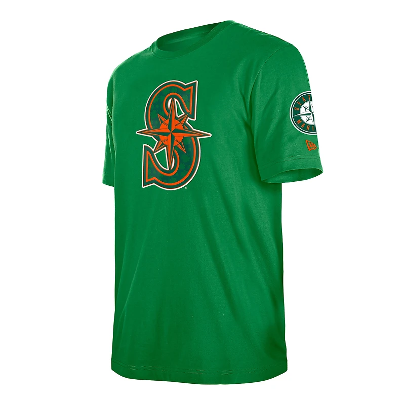 T-shirt à imprimé trèfle de la Saint-Patrick des Mariners Seattle Kelly Green New Era pour homme