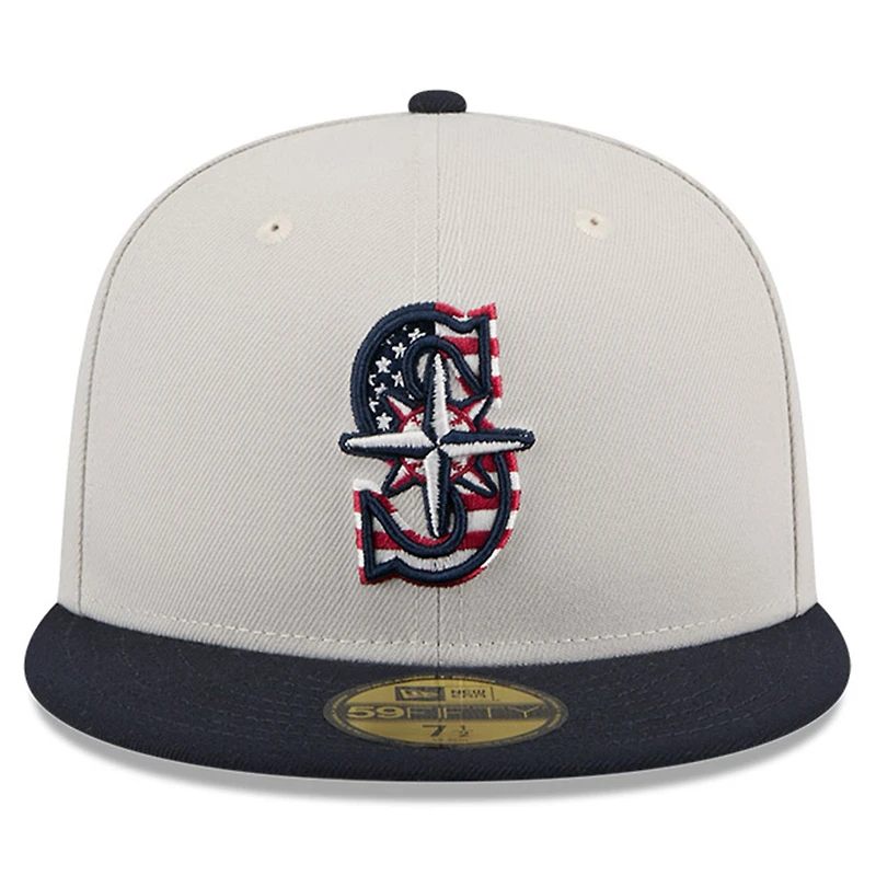 Men's New Era  Khaki/Black Seattle Mariners 2024 Fourth of July 59FIFTY Fitted Hat